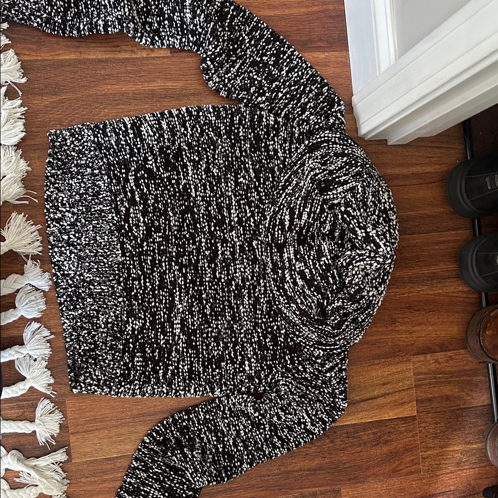New York & Company Black and White Cowl Neck Sweater
